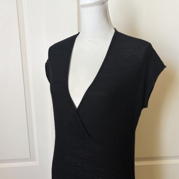 Eileen Fisher Wool Midi Dress Textured Knit Wrap V-Neck Small - Picture 6 of 12